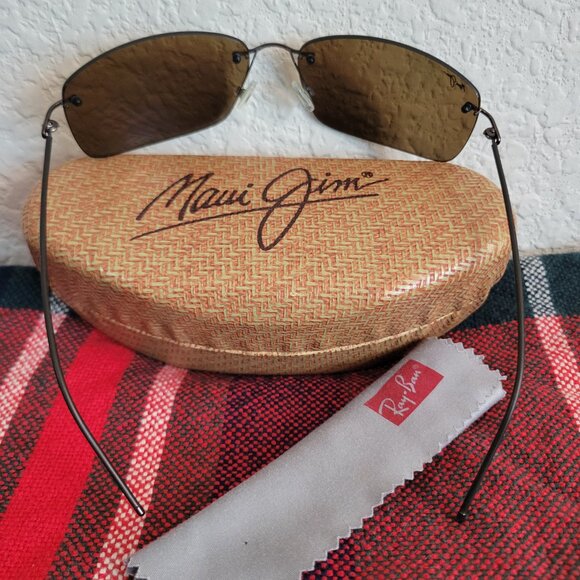 Maui Jim Frigate MP-BG Rimless Titanium Polarized Sunglasses Brown Lens Japan - Picture 3 of 8